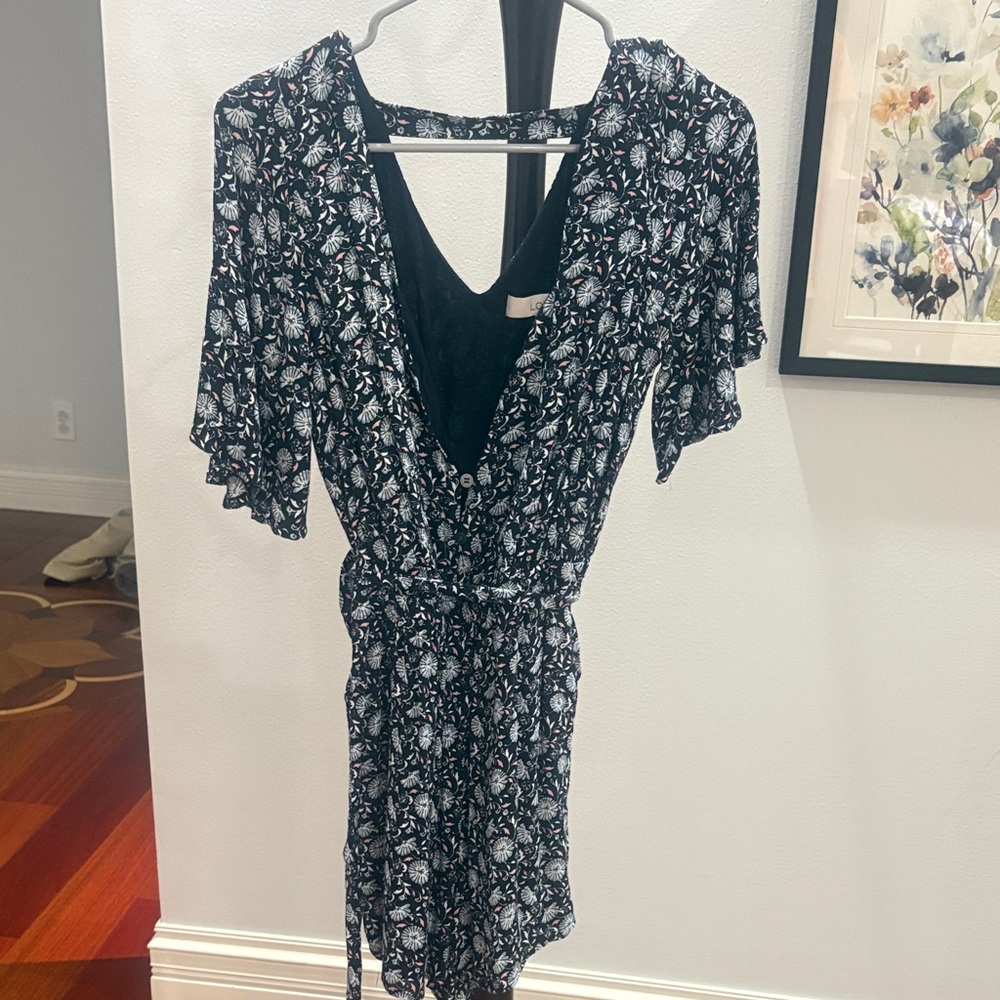 LOFT Black and White Backless Dress